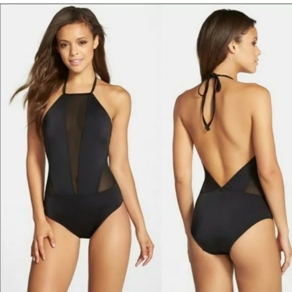 Ted Baker • Mech Mesh Black One Piece Swimsuit - Picture 2 of 11